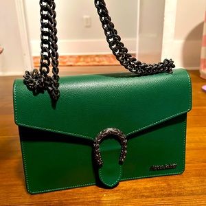 Marina Galanti emerald leather chain flap purse